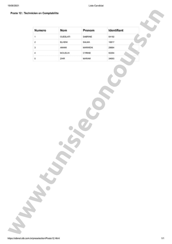 Concours STB 19 3